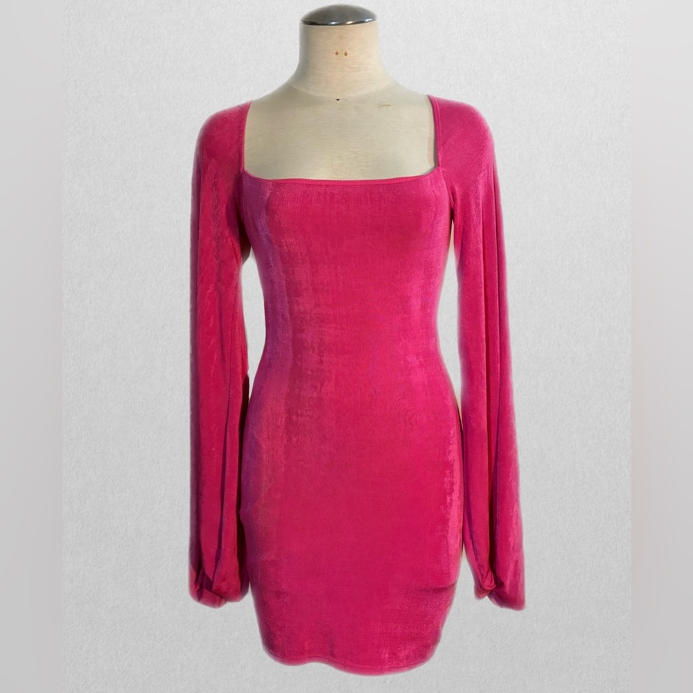 Lucy In the Sky Pink Bodycon Dress with Bell Sleeves